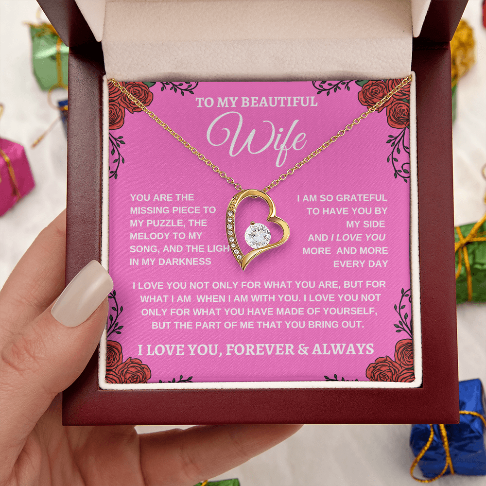 TO MY BEAUTIFUL WIFE |I LOVE YOU MORE AND MORE | FOREVER LOVE NECKLACE