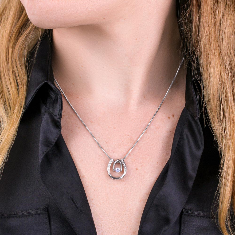 TO MY BEAUTIFUL WIFE | LOVE OF MY LIFE | LUCKY HORSESHOE AND WISHBONE NECKLACE