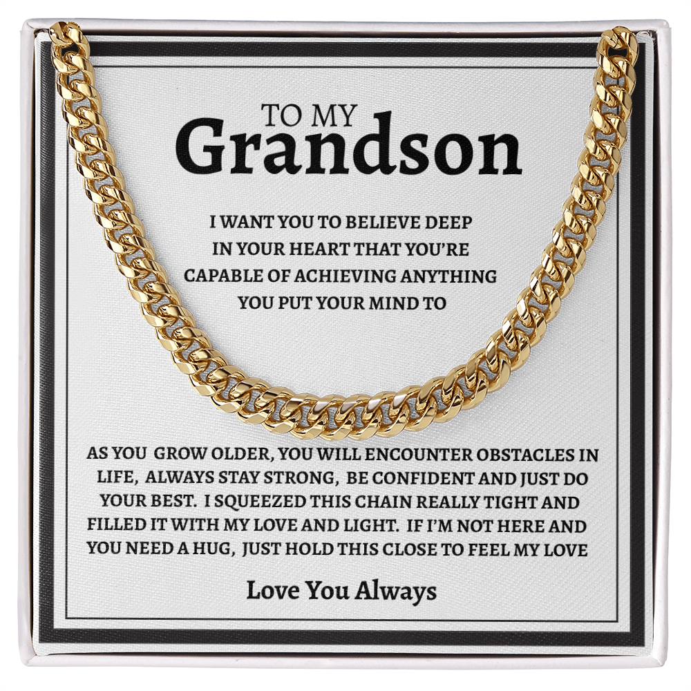 TO MY GRANDSON | I PROMISE | CUBAN LINK CHAIN