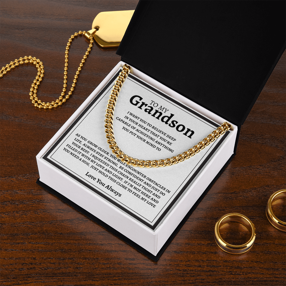 TO MY GRANDSON | I PROMISE | CUBAN LINK CHAIN