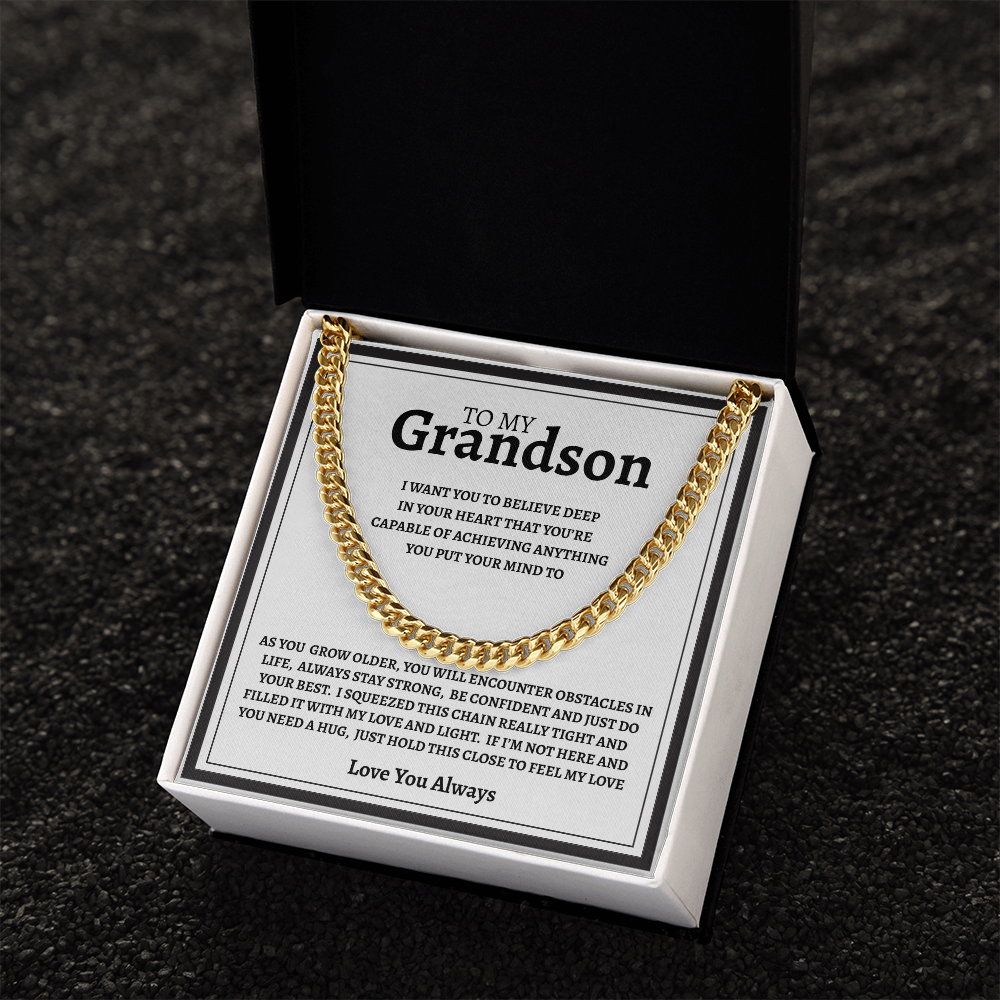 TO MY GRANDSON | I PROMISE | CUBAN LINK CHAIN