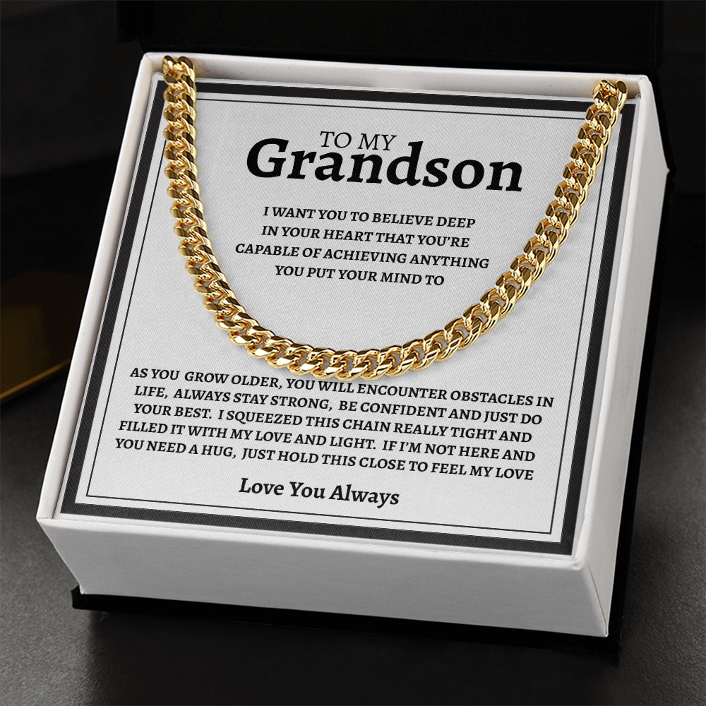 TO MY GRANDSON | I PROMISE | CUBAN LINK CHAIN