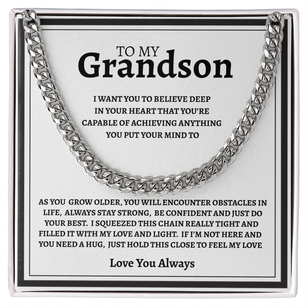 TO MY GRANDSON | I PROMISE | CUBAN LINK CHAIN