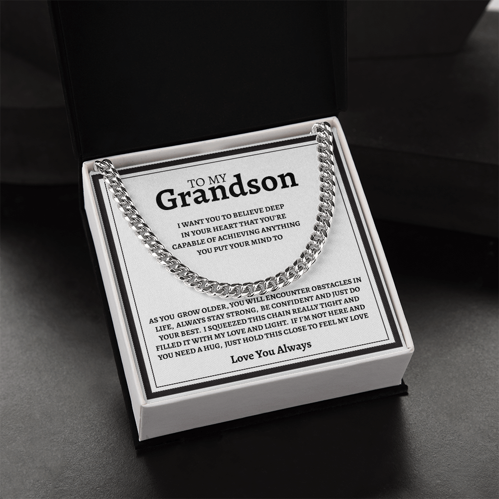 TO MY GRANDSON | I PROMISE | CUBAN LINK CHAIN