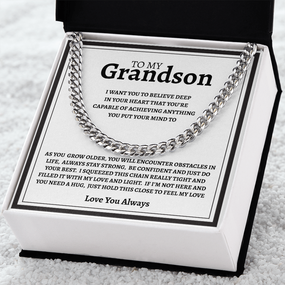 TO MY GRANDSON | I PROMISE | CUBAN LINK CHAIN