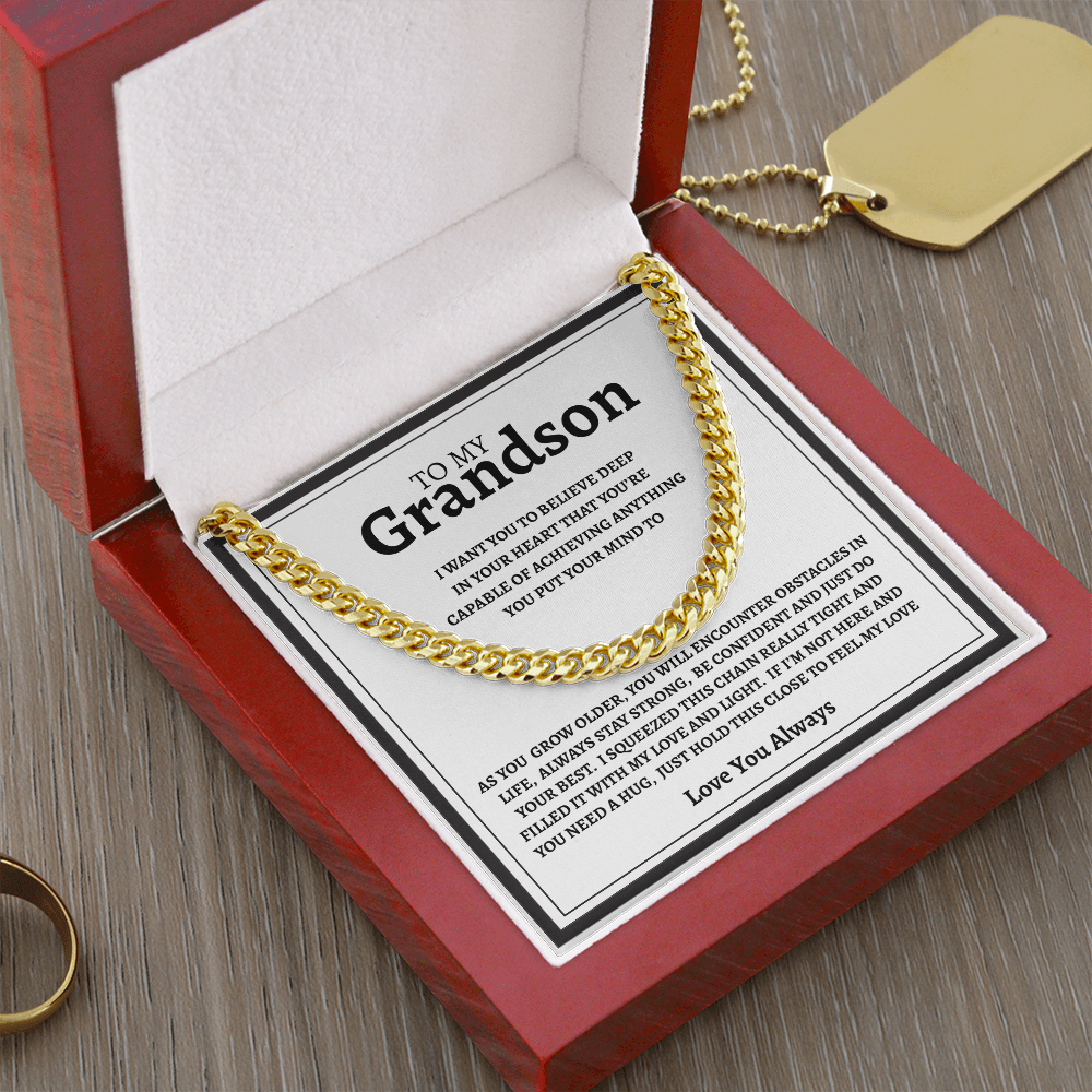 TO MY GRANDSON | I PROMISE | CUBAN LINK CHAIN
