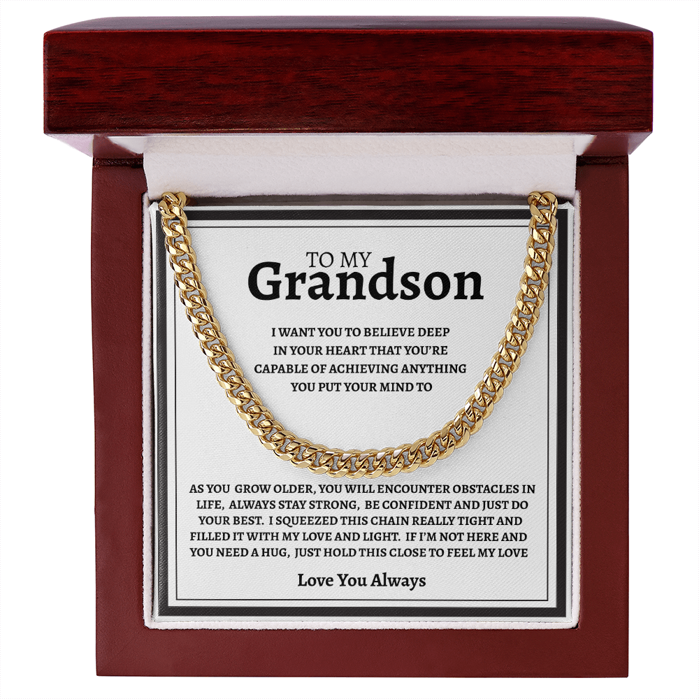 TO MY GRANDSON | I PROMISE | CUBAN LINK CHAIN