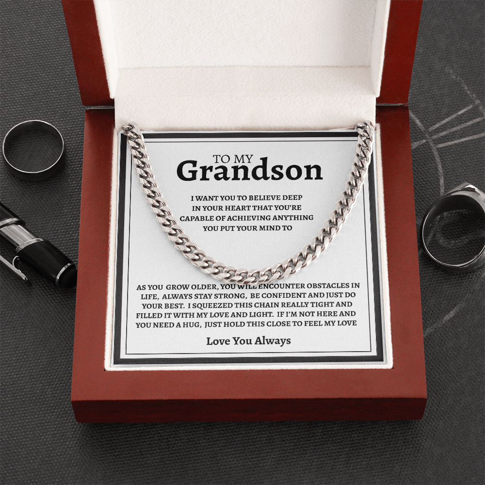 TO MY GRANDSON | I PROMISE | CUBAN LINK CHAIN