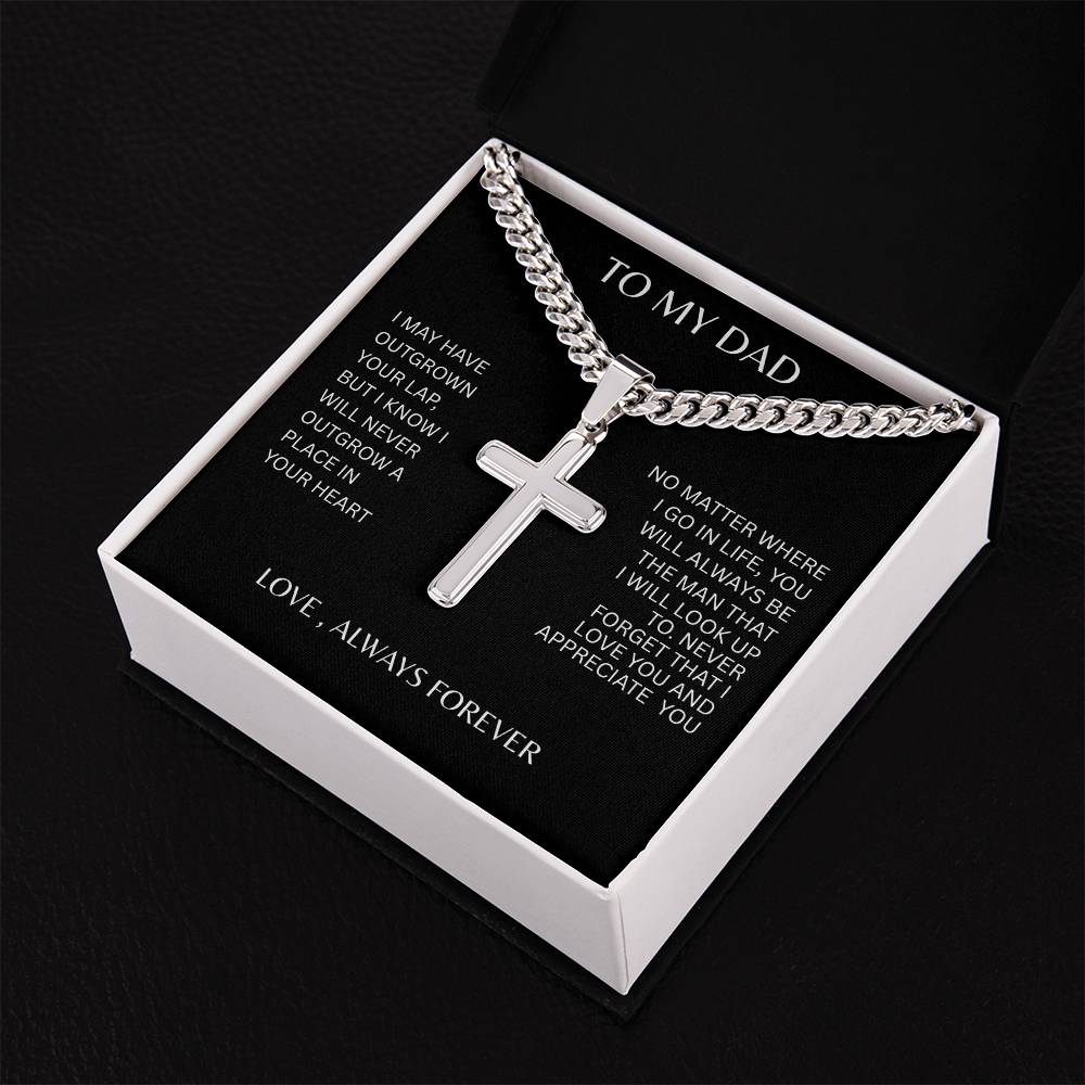 TO MY DAD | NEVER FORGET | ARTISAN CROSS NECKLACE