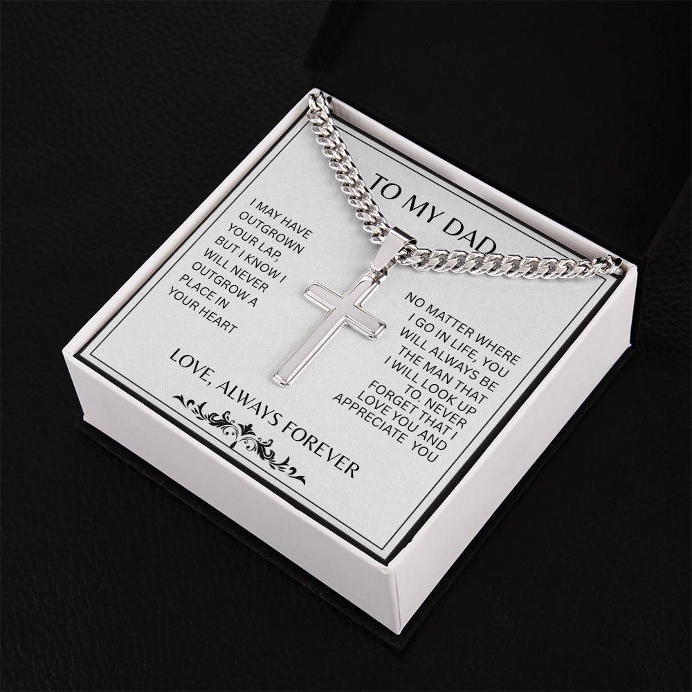 TO MY DAD | A PLACE IN YOUR HEART | ARTISAN CROSS AND CUBAN CHAIN NECKLACE