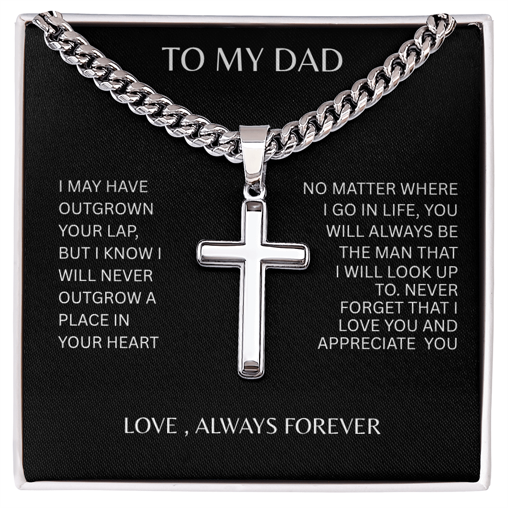 TO MY DAD | NEVER FORGET | ARTISAN CROSS NECKLACE