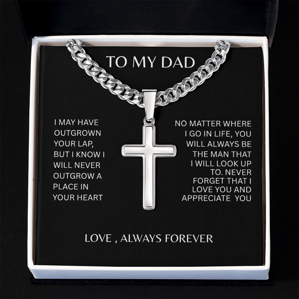 TO MY DAD | NEVER FORGET | ARTISAN CROSS NECKLACE