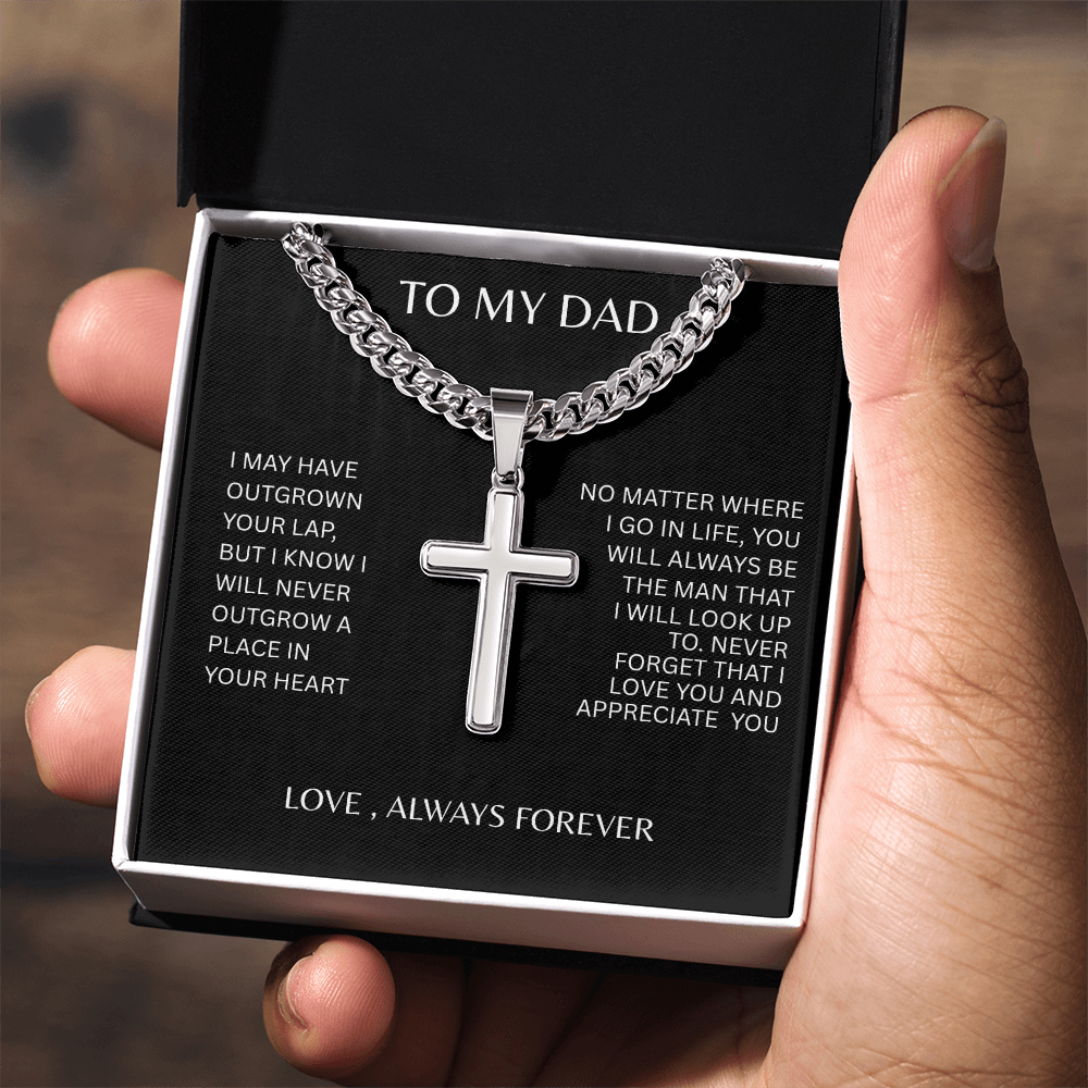 TO MY DAD | NEVER FORGET | ARTISAN CROSS NECKLACE