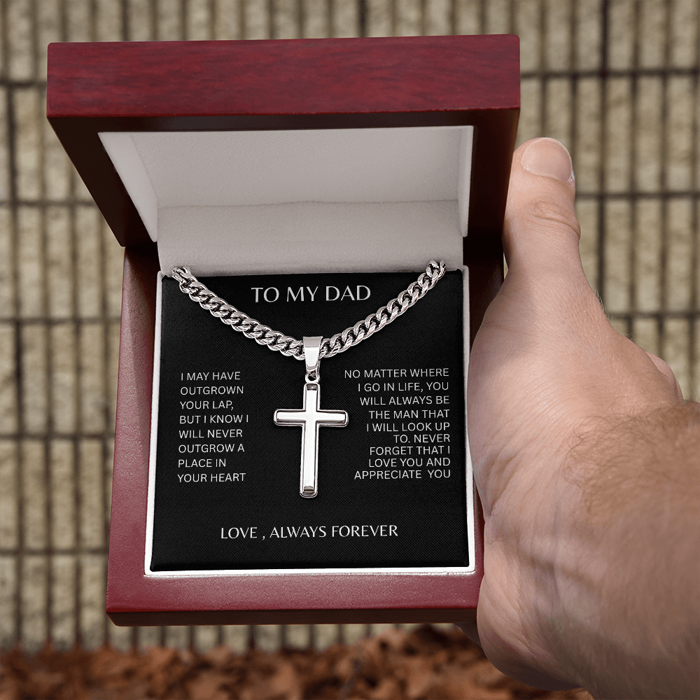 TO MY DAD | NEVER FORGET | ARTISAN CROSS NECKLACE
