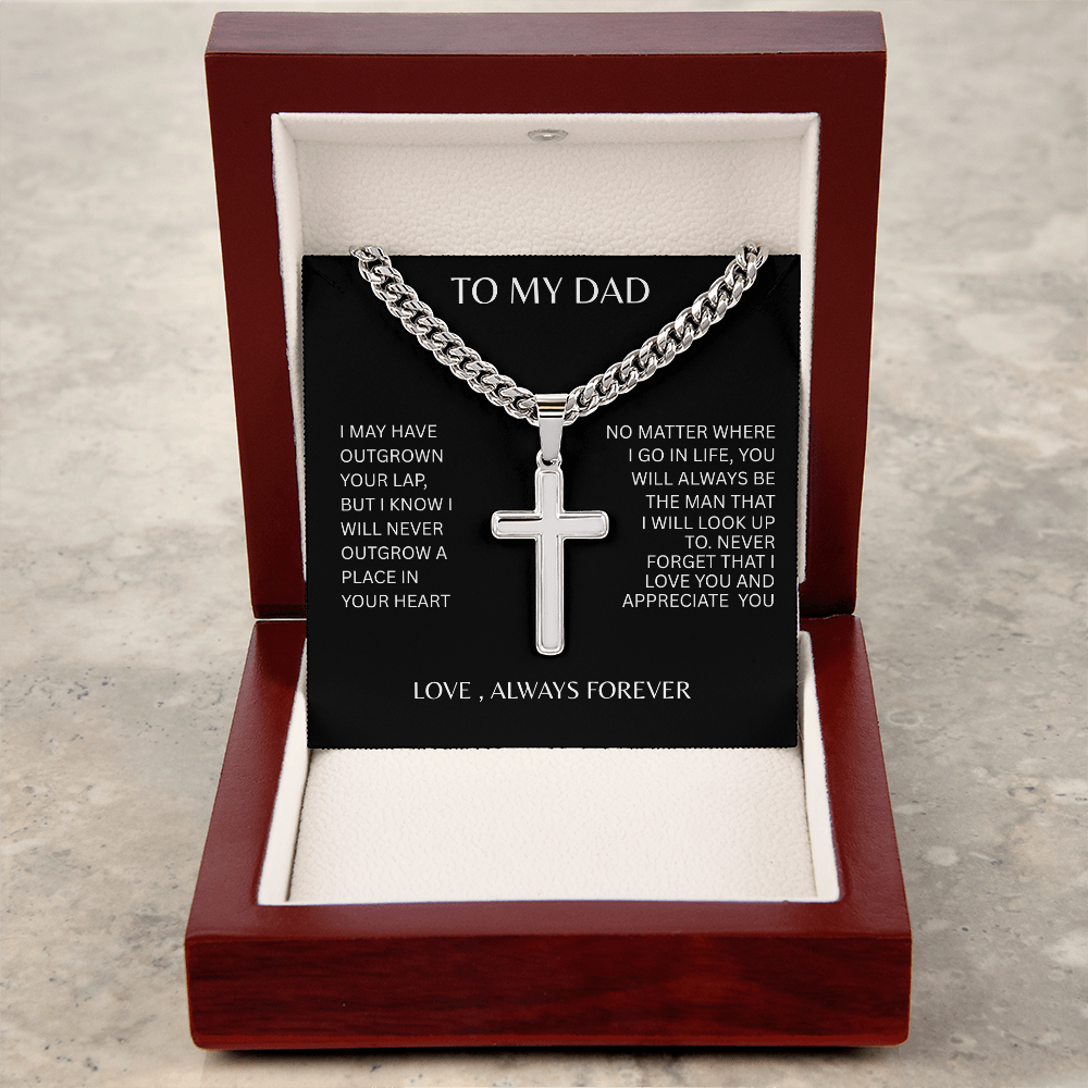TO MY DAD | NEVER FORGET | ARTISAN CROSS NECKLACE