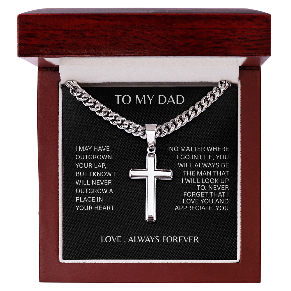 TO MY DAD | NEVER FORGET | ARTISAN CROSS NECKLACE