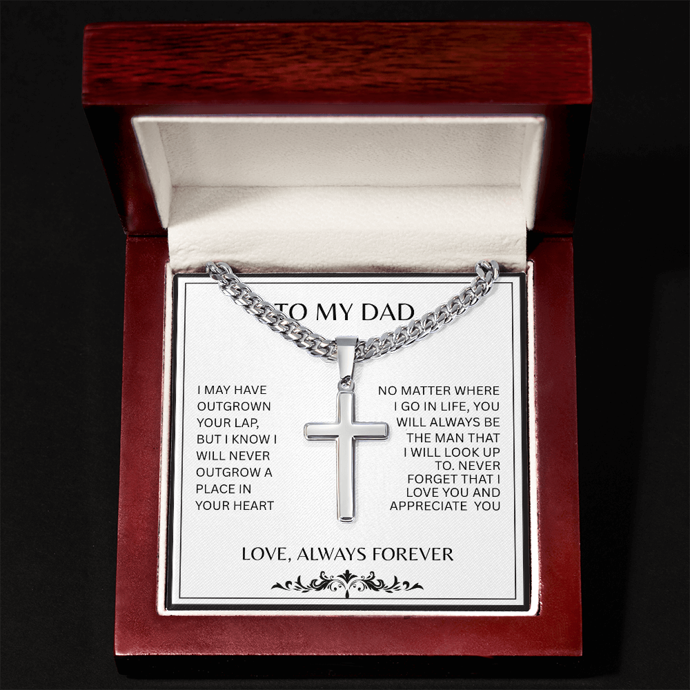 TO MY DAD | A PLACE IN YOUR HEART | ARTISAN CROSS AND CUBAN CHAIN NECKLACE