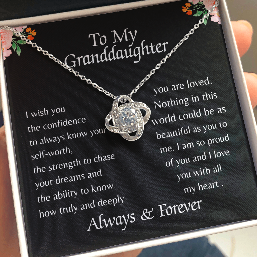 TO MY GRANDDAUGHTER | ALWAYS KNOW YOUR SELF-WORTH | LOVE KNOT NECKLACE