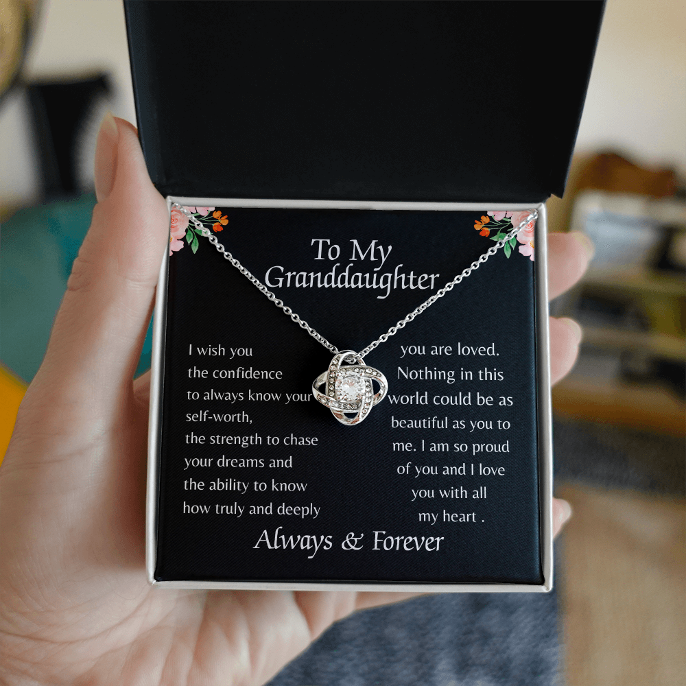 TO MY GRANDDAUGHTER | ALWAYS KNOW YOUR SELF-WORTH | LOVE KNOT NECKLACE