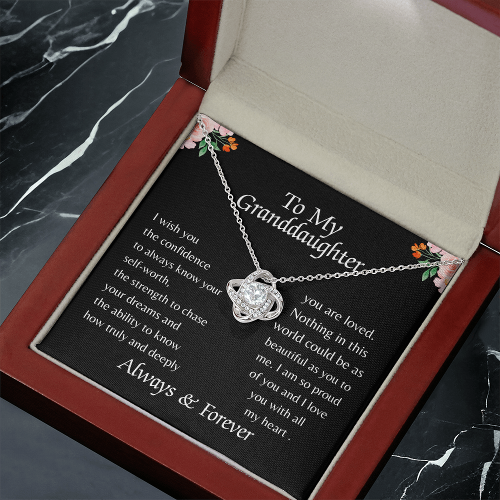 TO MY GRANDDAUGHTER | ALWAYS KNOW YOUR SELF-WORTH | LOVE KNOT NECKLACE