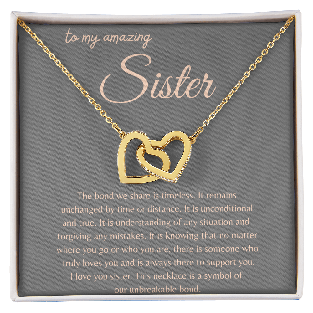 TO MY AMAZING SISTER | AN UNCONDITIONAL LOVE | INTERLOCKING HEARTS NECKLACE