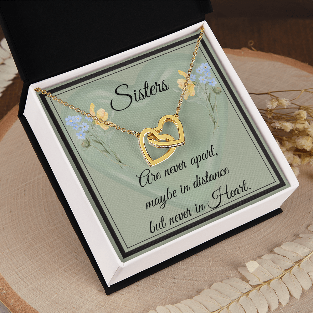 SISTERS | NEVER APART |INTERLOCKING HEARTS NECKLACE
