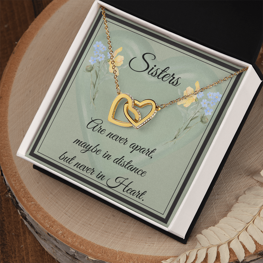 SISTERS | NEVER APART |INTERLOCKING HEARTS NECKLACE