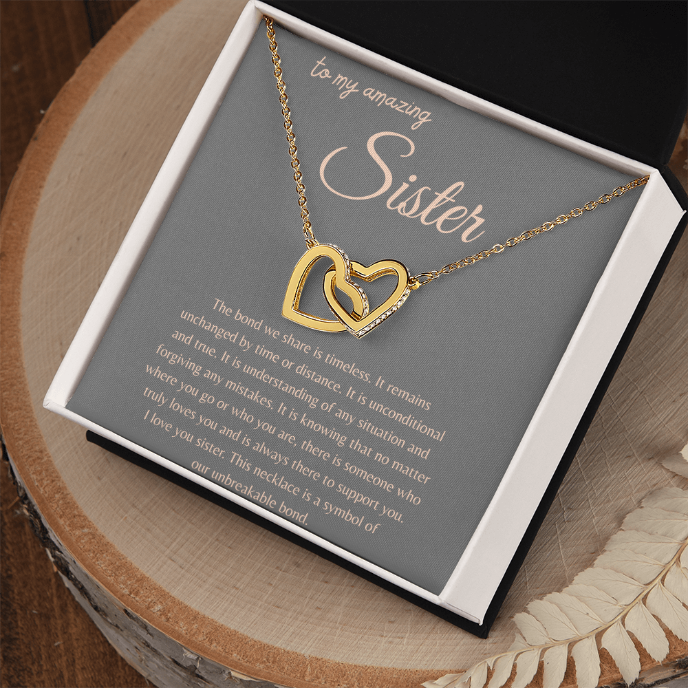 TO MY AMAZING SISTER | AN UNCONDITIONAL LOVE | INTERLOCKING HEARTS NECKLACE