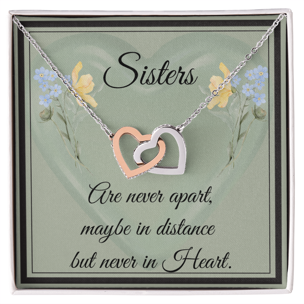 SISTERS | NEVER APART |INTERLOCKING HEARTS NECKLACE