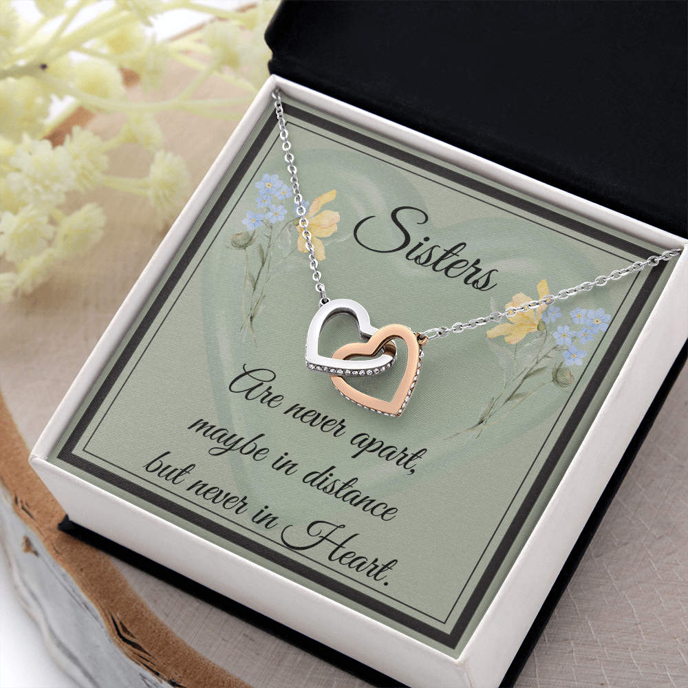 SISTERS | NEVER APART |INTERLOCKING HEARTS NECKLACE
