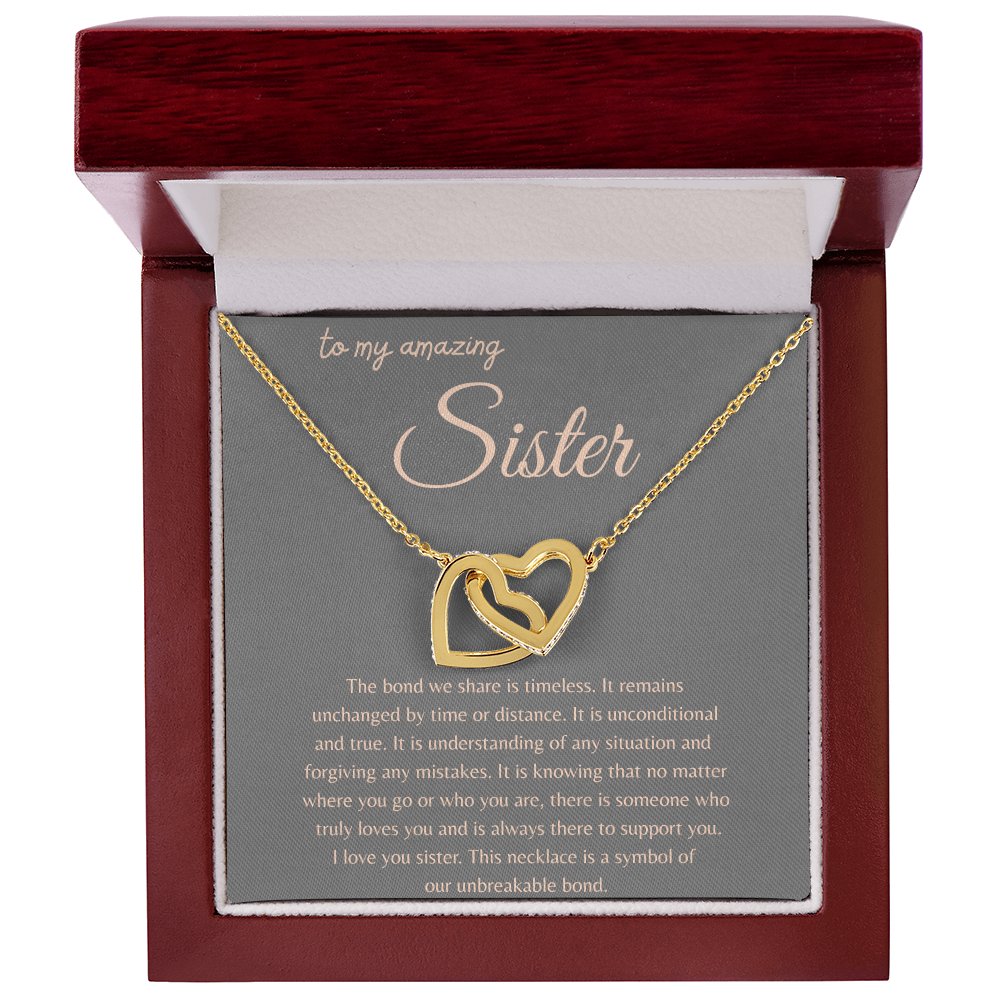 TO MY AMAZING SISTER | AN UNCONDITIONAL LOVE | INTERLOCKING HEARTS NECKLACE