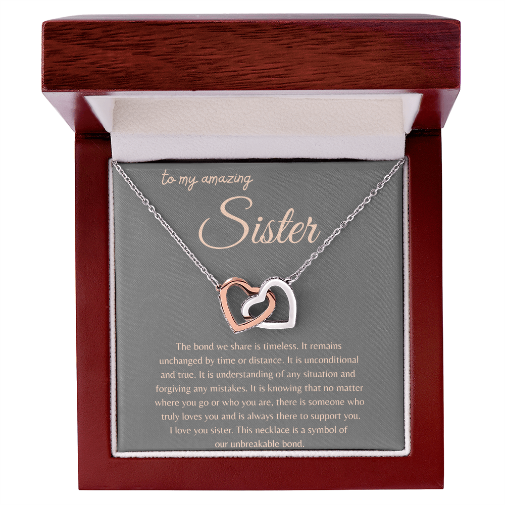 TO MY AMAZING SISTER | AN UNCONDITIONAL LOVE | INTERLOCKING HEARTS NECKLACE