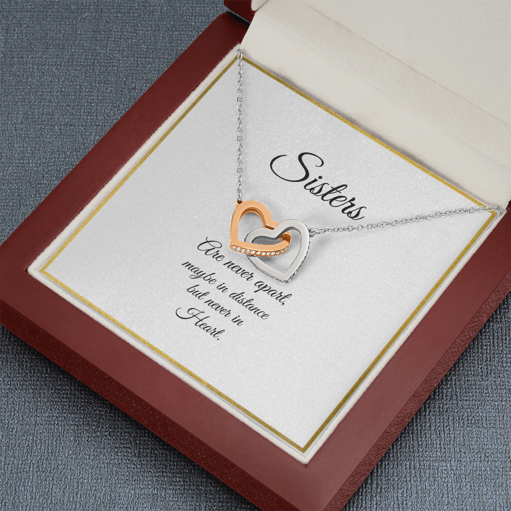 SISTERS | NEVER APART |INTERLOCKING HEARTS NECKLACE