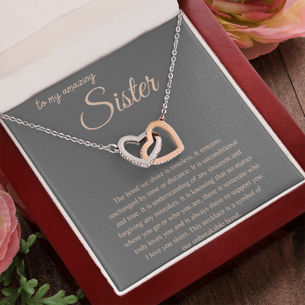 TO MY AMAZING SISTER | AN UNCONDITIONAL LOVE | INTERLOCKING HEARTS NECKLACE
