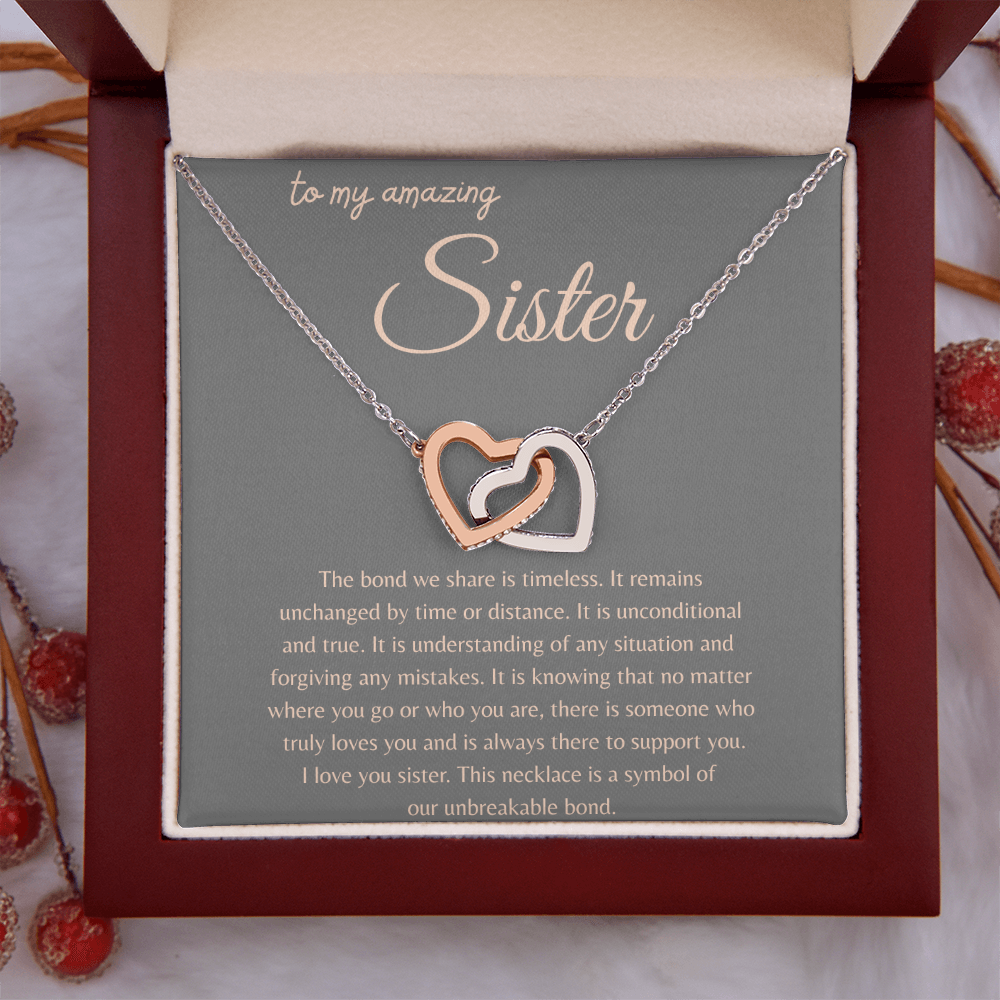TO MY AMAZING SISTER | AN UNCONDITIONAL LOVE | INTERLOCKING HEARTS NECKLACE
