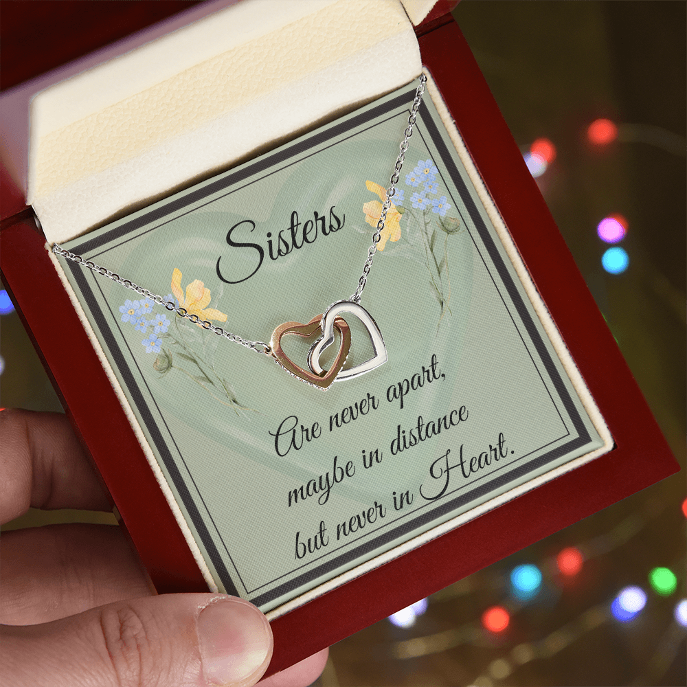 SISTERS | NEVER APART |INTERLOCKING HEARTS NECKLACE
