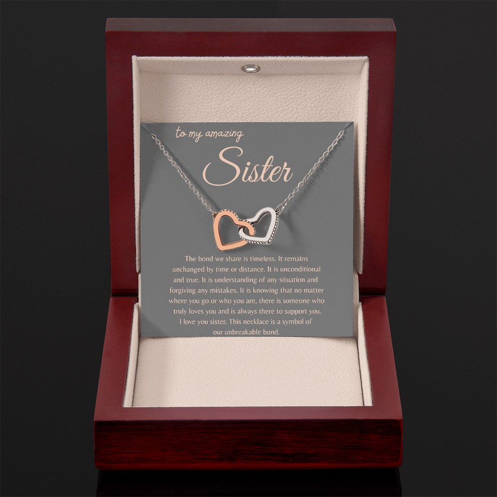 TO MY AMAZING SISTER | AN UNCONDITIONAL LOVE | INTERLOCKING HEARTS NECKLACE