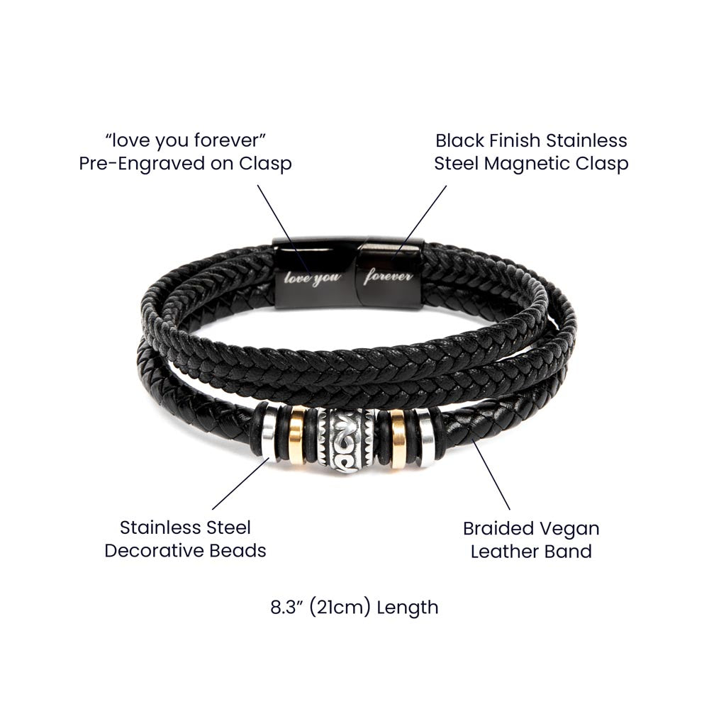 TO MY BROTHER | I LOVE YOU ALWAYS | MEN'S LEATHER BRACELET