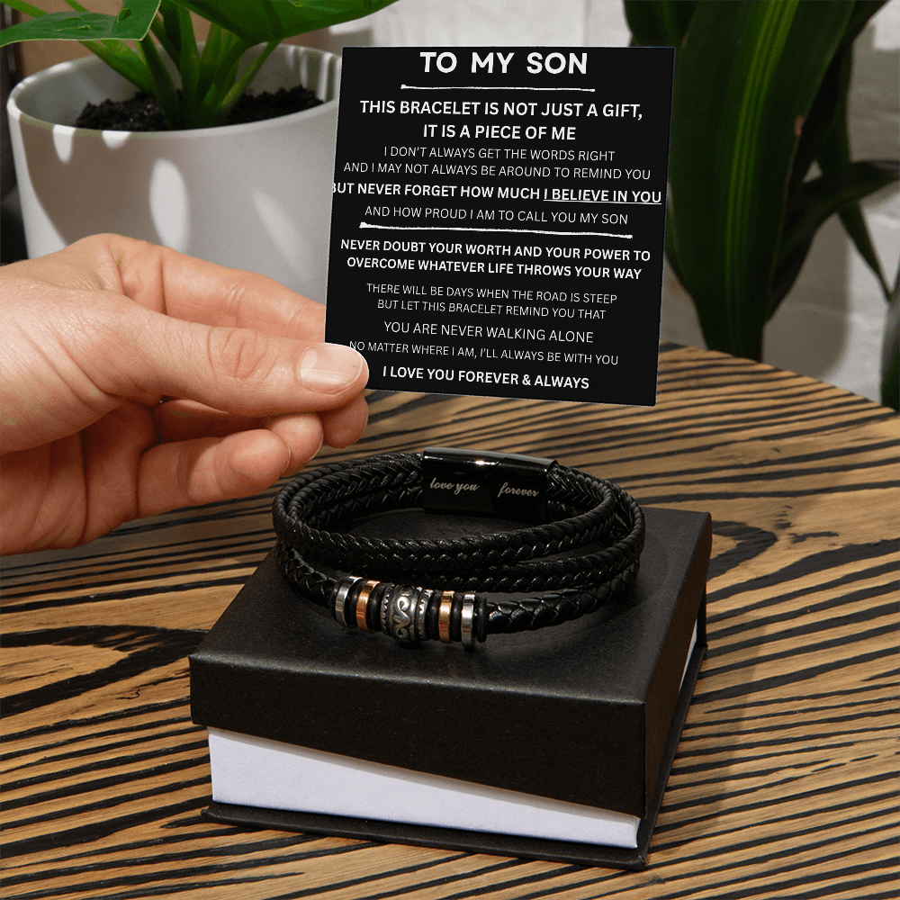 TO MY SON | LOVE YOU FOREVER | MEN'S LEATHER BRACELET