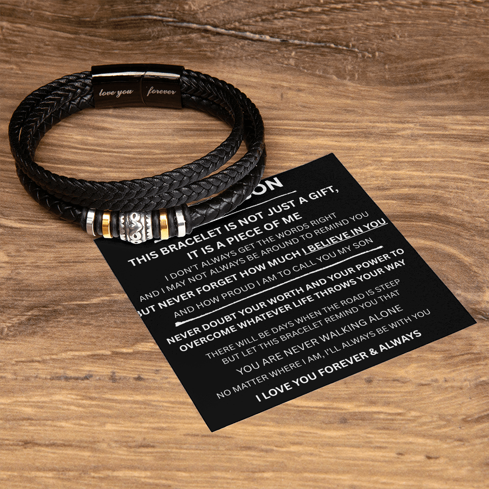 TO MY SON | LOVE YOU FOREVER | MEN'S LEATHER BRACELET