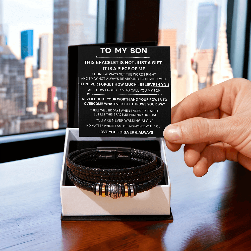 TO MY SON | LOVE YOU FOREVER | MEN'S LEATHER BRACELET