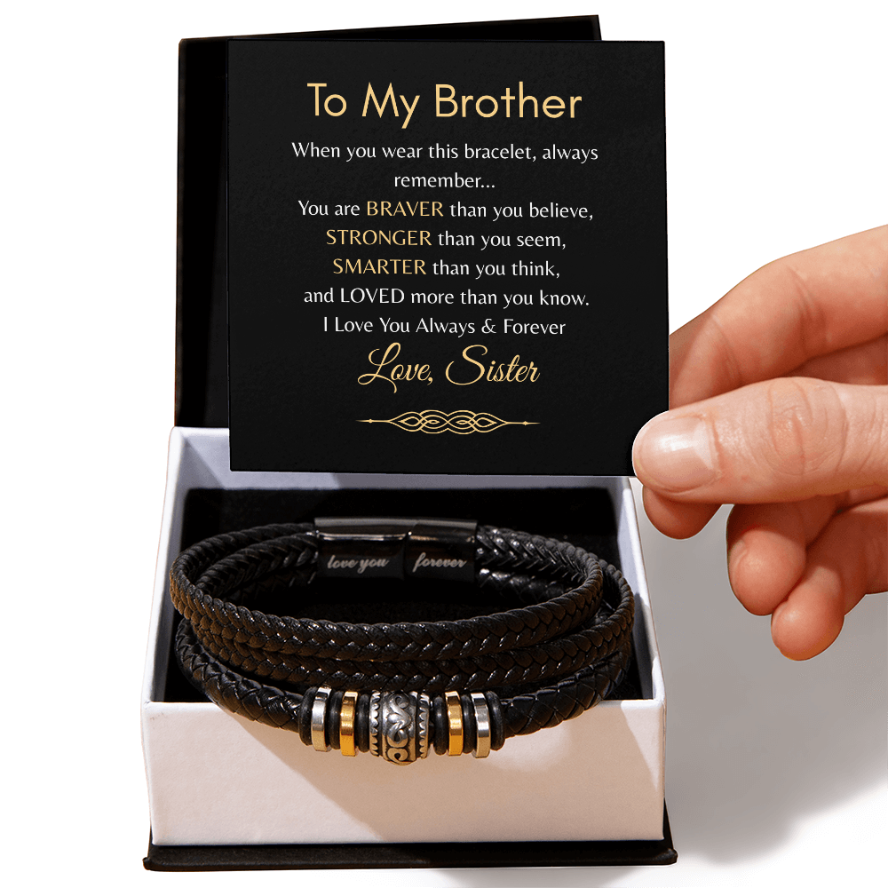 TO MY BROTHER | I LOVE YOU ALWAYS | MEN'S LEATHER BRACELET