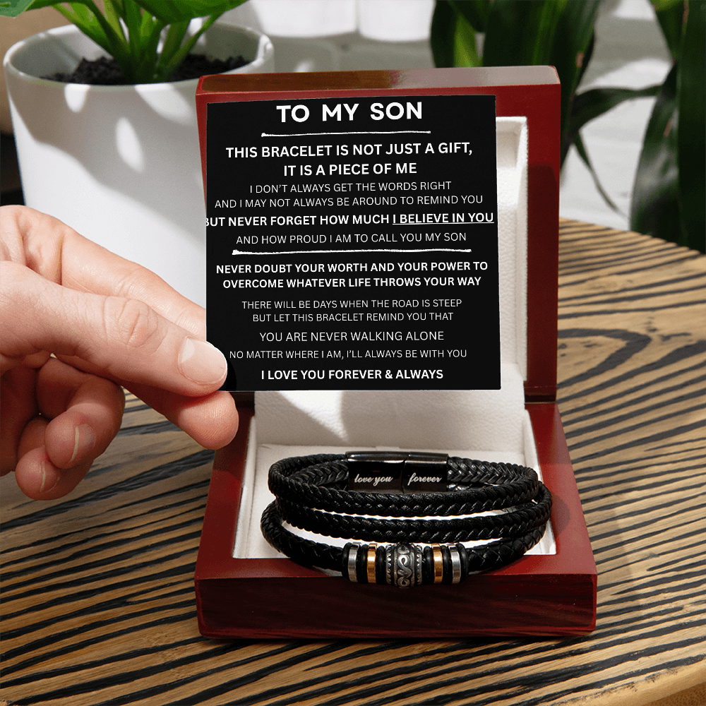 TO MY SON | LOVE YOU FOREVER | MEN'S LEATHER BRACELET