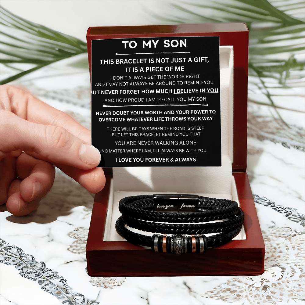 TO MY SON | LOVE YOU FOREVER | MEN'S LEATHER BRACELET