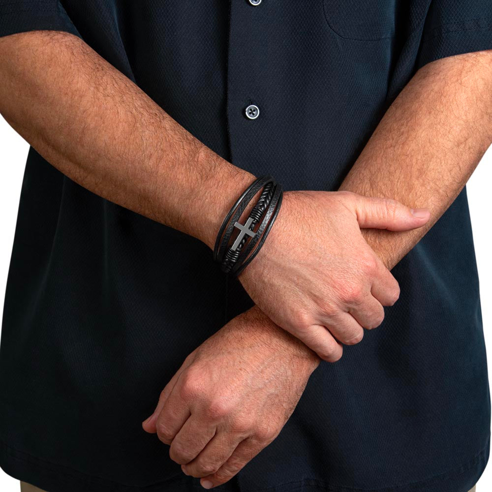 FOR MY SON | YOU ARE MY SON | CROSS LEATHER BRACELET
