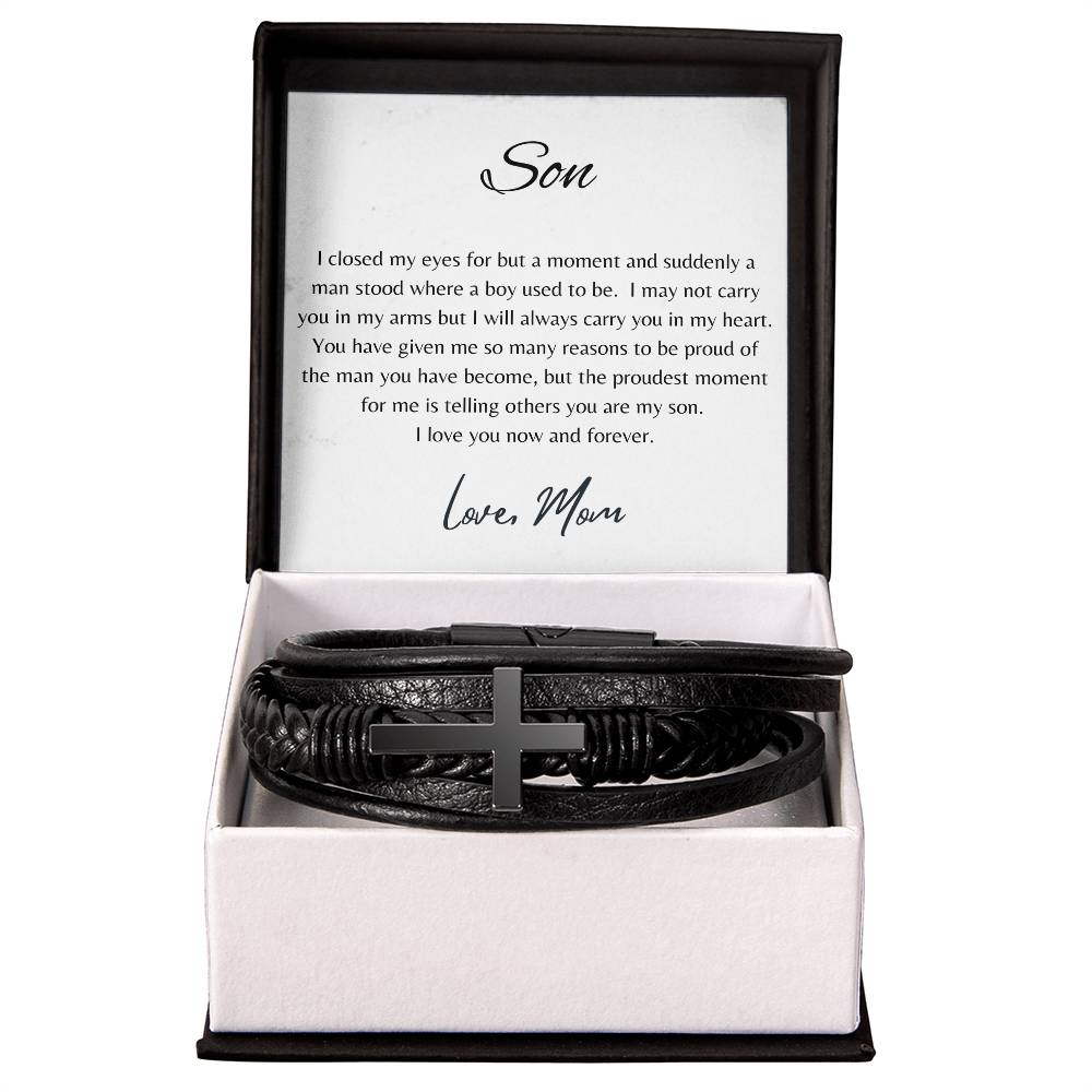 FOR MY SON | YOU ARE MY SON | CROSS LEATHER BRACELET