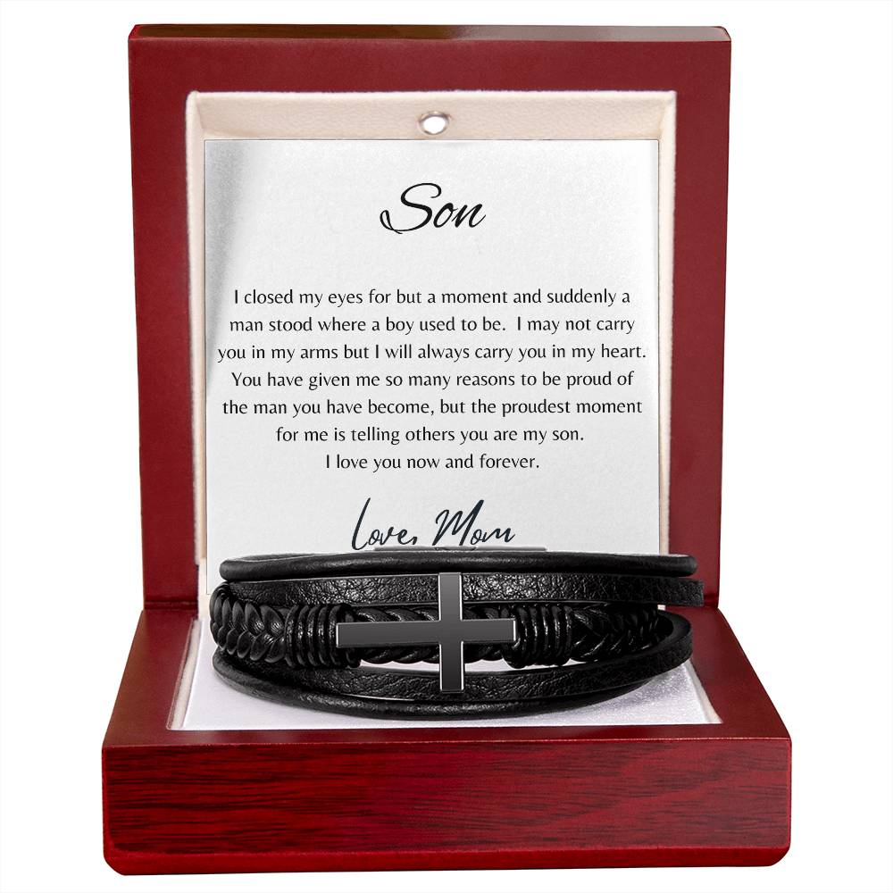 FOR MY SON | YOU ARE MY SON | CROSS LEATHER BRACELET