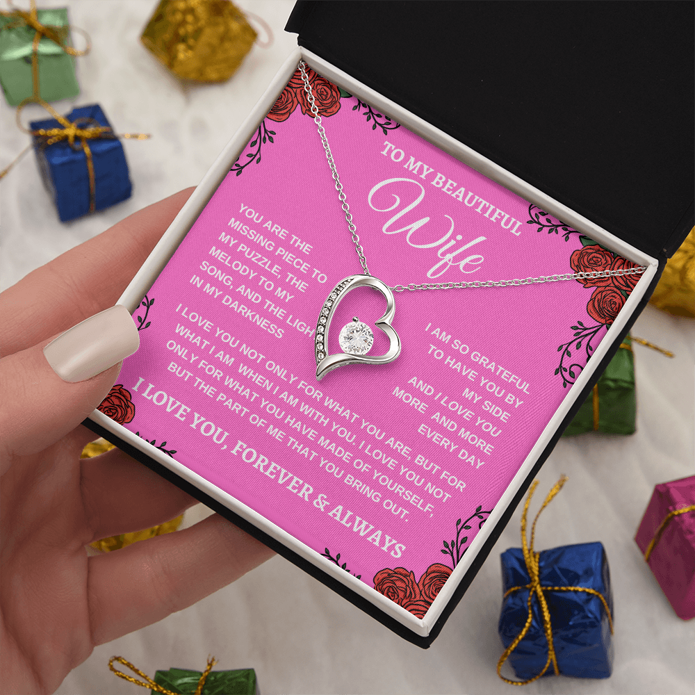 TO MY BEAUTIFUL WIFE |I LOVE YOU MORE AND MORE | FOREVER LOVE NECKLACE
