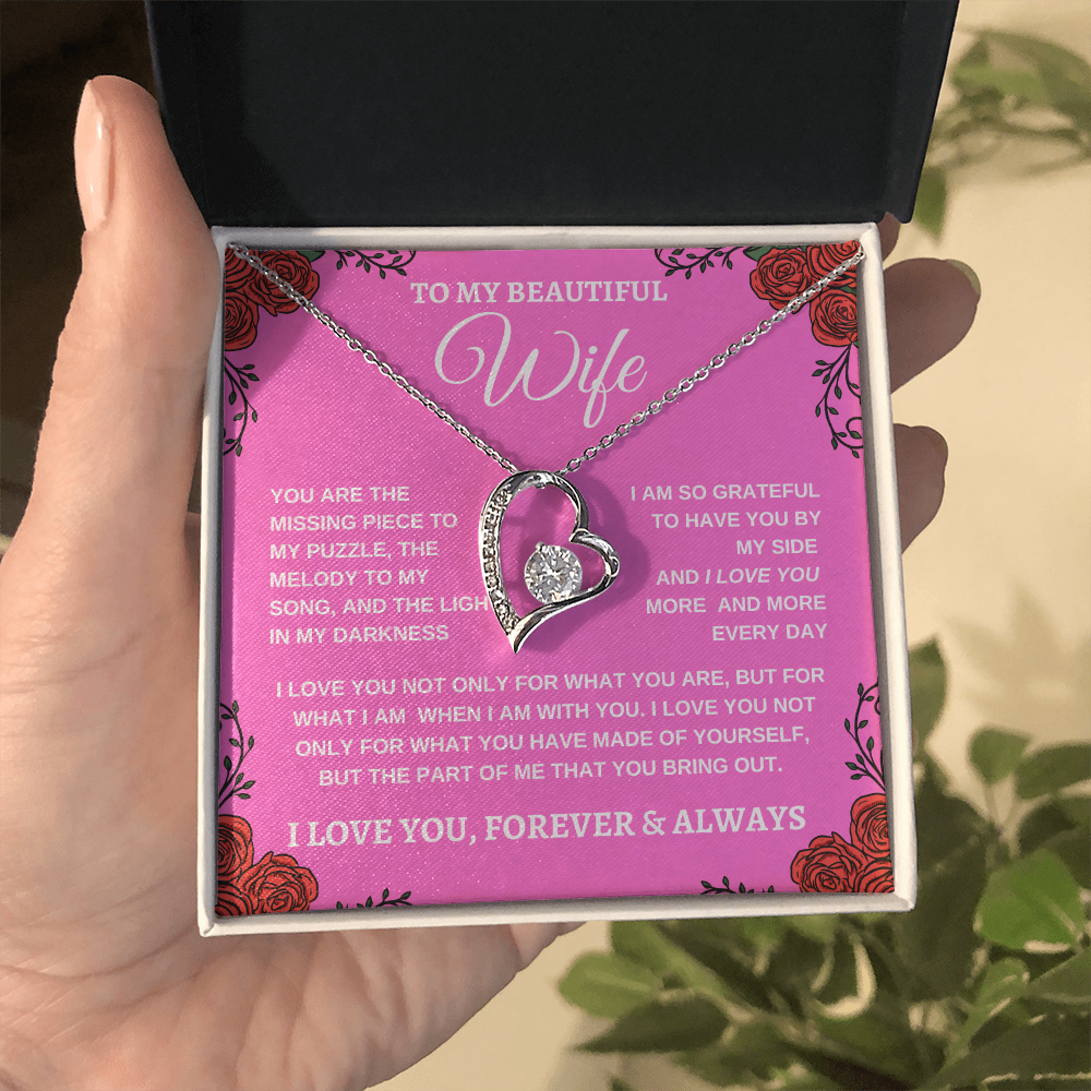 TO MY BEAUTIFUL WIFE |I LOVE YOU MORE AND MORE | FOREVER LOVE NECKLACE
