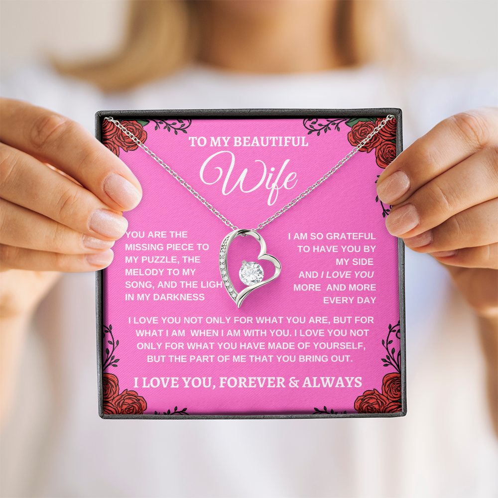 TO MY BEAUTIFUL WIFE |I LOVE YOU MORE AND MORE | FOREVER LOVE NECKLACE